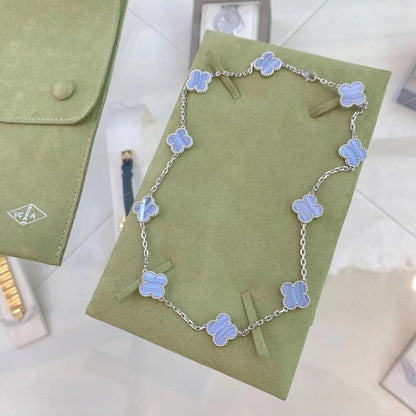 [Windsor Jewelry]CLOVER 10 MOTIFS PURPLE CHALCEDONY NECKLACE