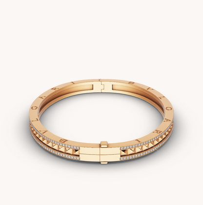 [Windsor Jewelry]ZERO 1 SPIRAL AND PAVED DIAMOND GOLD BRACELET