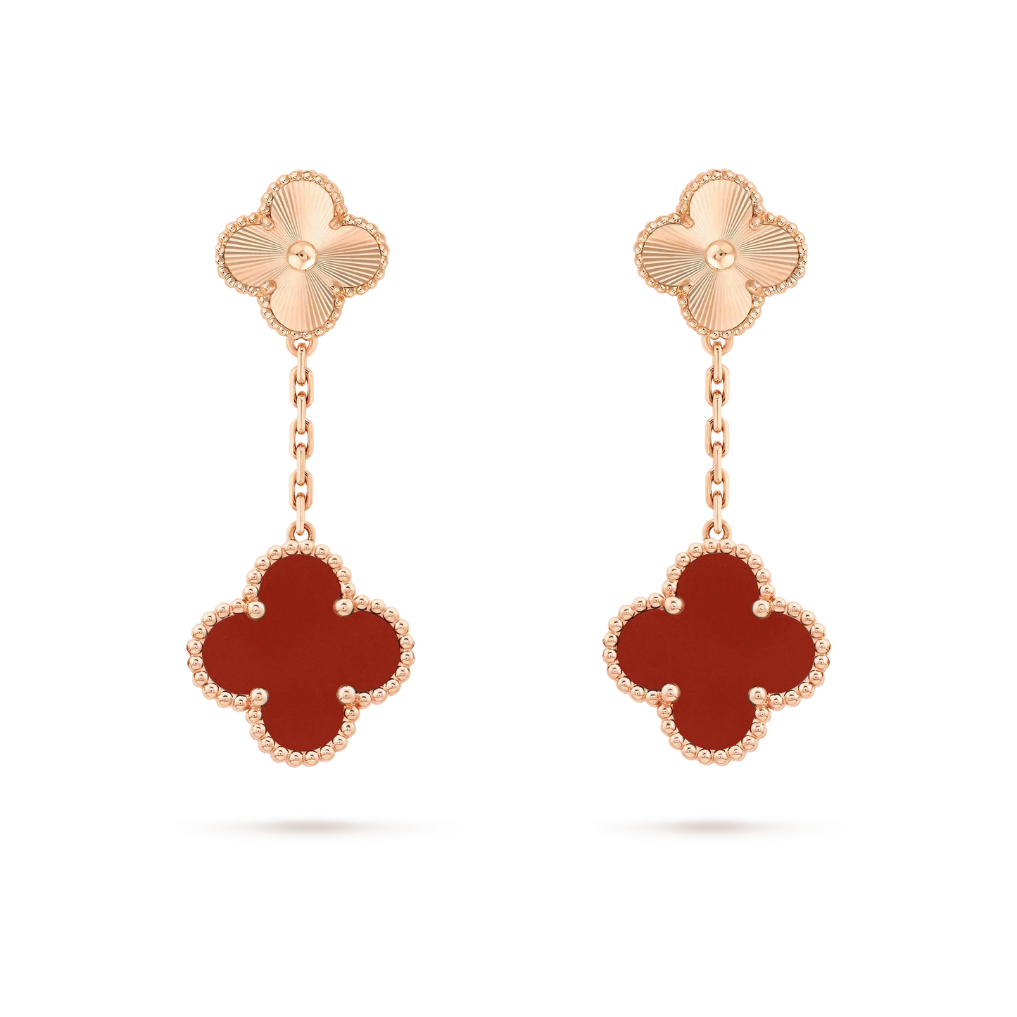 [Windsor Jewelry]CLOVER 2 MOTIF  LASER CARNELIAN EARRINGS
