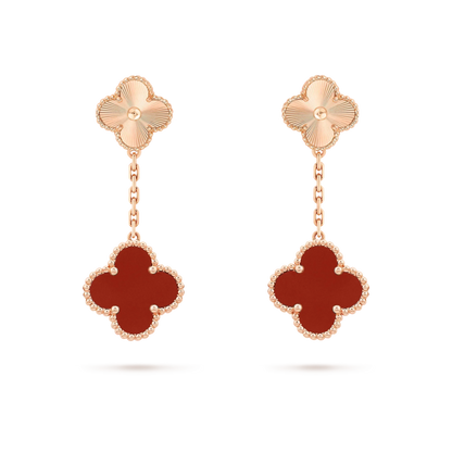 [Windsor Jewelry]CLOVER 2 MOTIF  LASER CARNELIAN EARRINGS