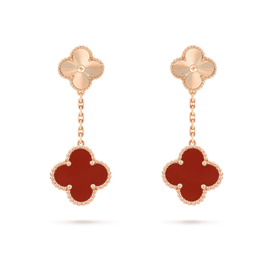 [Windsor Jewelry]CLOVER 2 MOTIF  LASER CARNELIAN EARRINGS