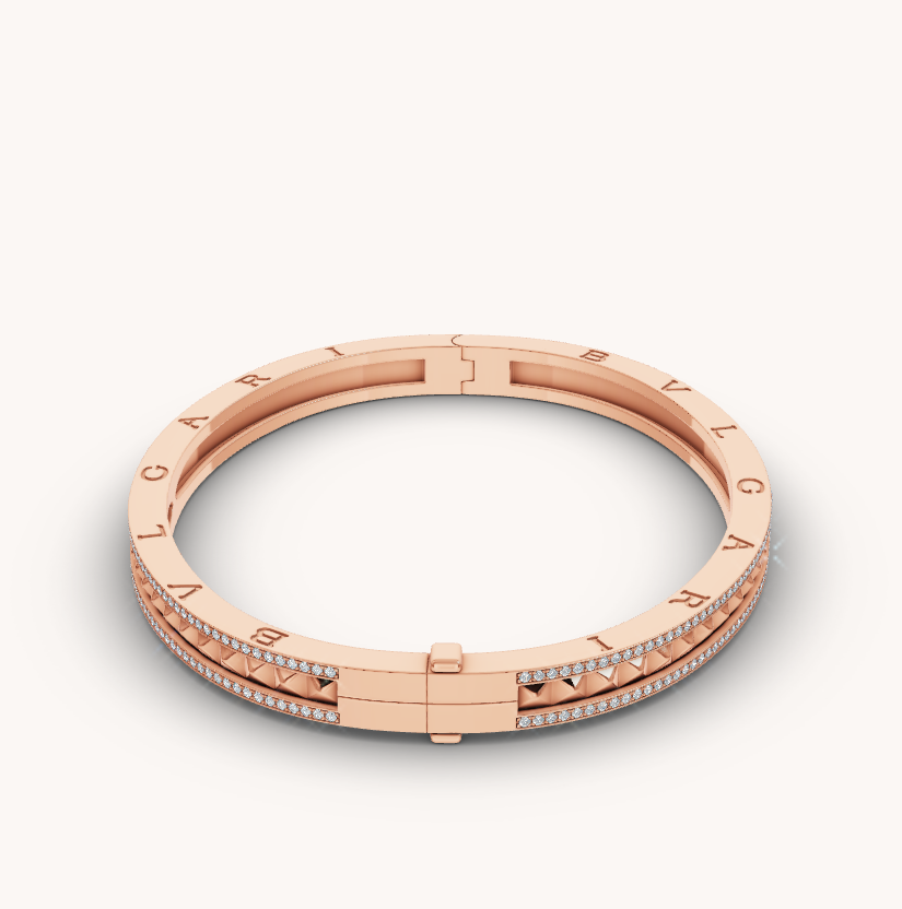 [Windsor Jewelry]ZERO 1 SPIRAL AND PAVED DIAMOND PINK GOLD BRACELET