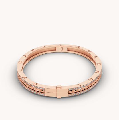 [Windsor Jewelry]ZERO 1 SPIRAL AND PAVED DIAMOND PINK GOLD BRACELET