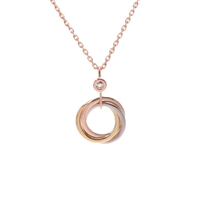 [Windsor Jewelry]TRINITY SILVER GOLD PINK GOLD NECKLACE