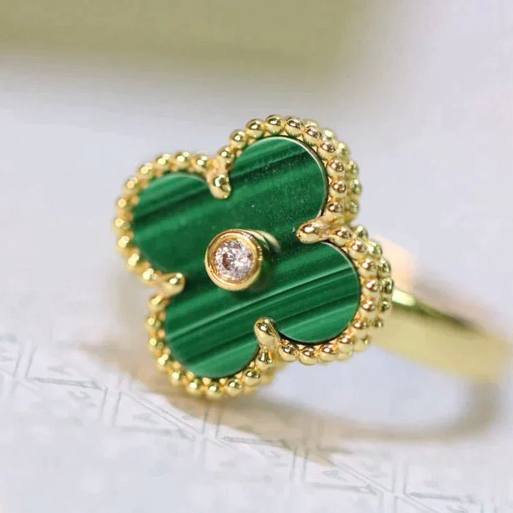 [Windsor Jewelry]CLOVER MALACHITE RING GOLD DIAMOND