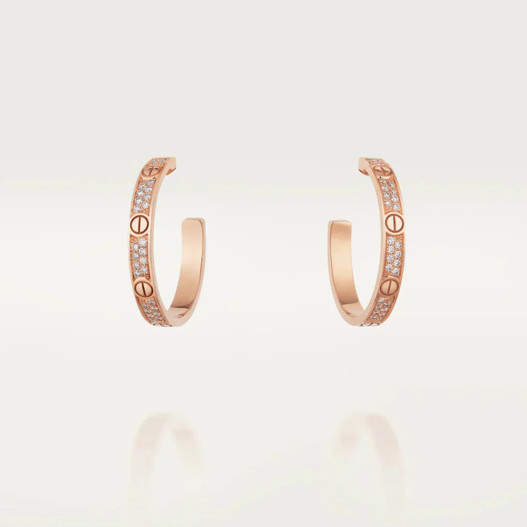 [Windsor Jewelry]LOVE DIAMOND PINK GOLD HOOP EARRINGS