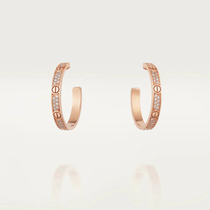 [Windsor Jewelry]LOVE DIAMOND PINK GOLD HOOP EARRINGS
