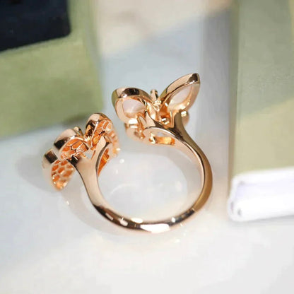 [Windsor Jewelry]TWIN BUTTERFLY DIAMOND MOP RING