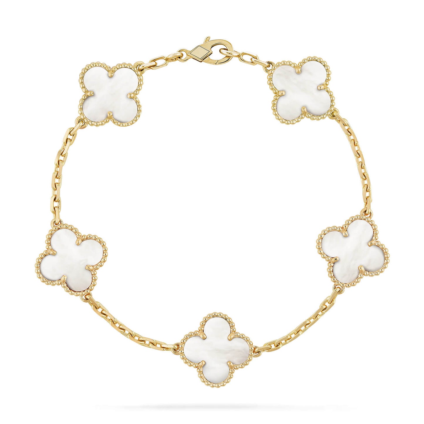 [Windsor Jewelry]CLOVER  5 MOTIF WHITE MOP BRACELET