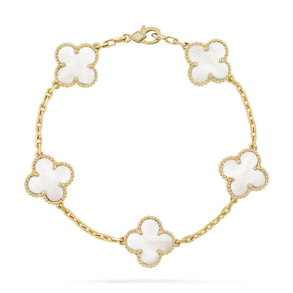 [Windsor Jewelry]CLOVER  5 MOTIF WHITE MOP BRACELET