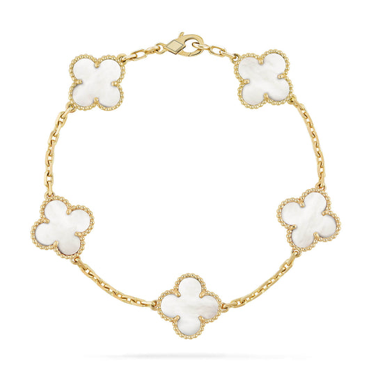 [Windsor Jewelry]CLOVER  5 MOTIF WHITE MOP BRACELET