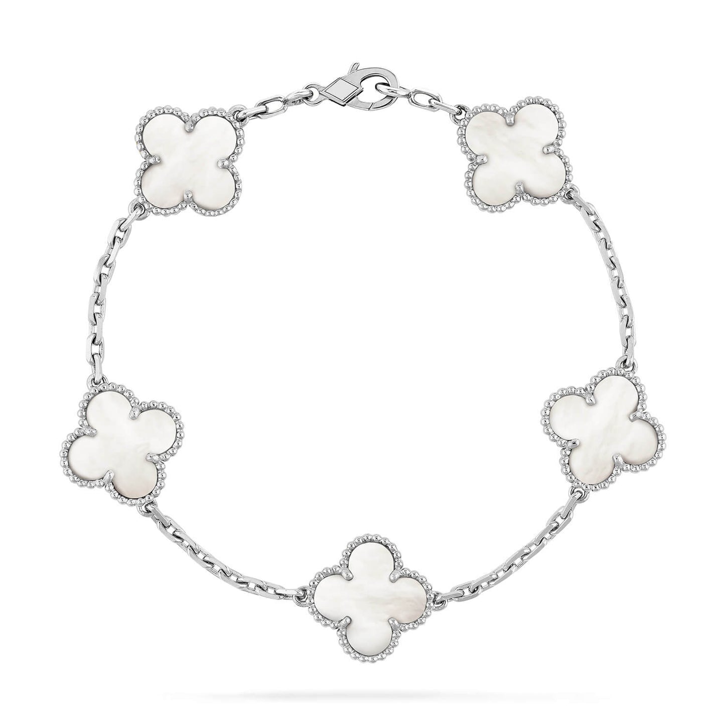 [Windsor Jewelry]CLOVER SILVER MOP 5 MOTIF BRACELET