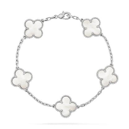 [Windsor Jewelry]CLOVER SILVER MOP 5 MOTIF BRACELET