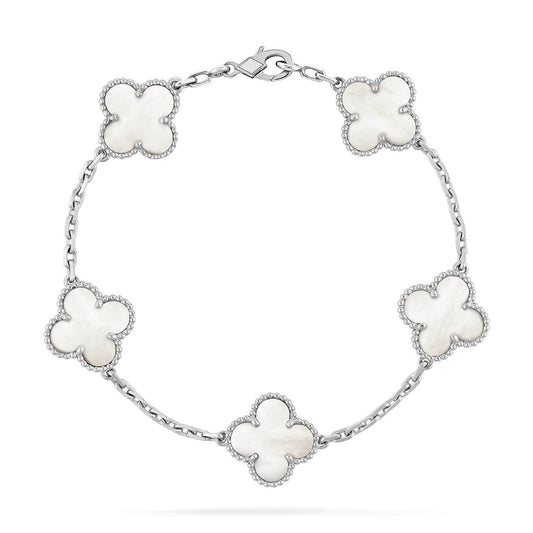 [Windsor Jewelry]CLOVER SILVER MOP 5 MOTIF BRACELET