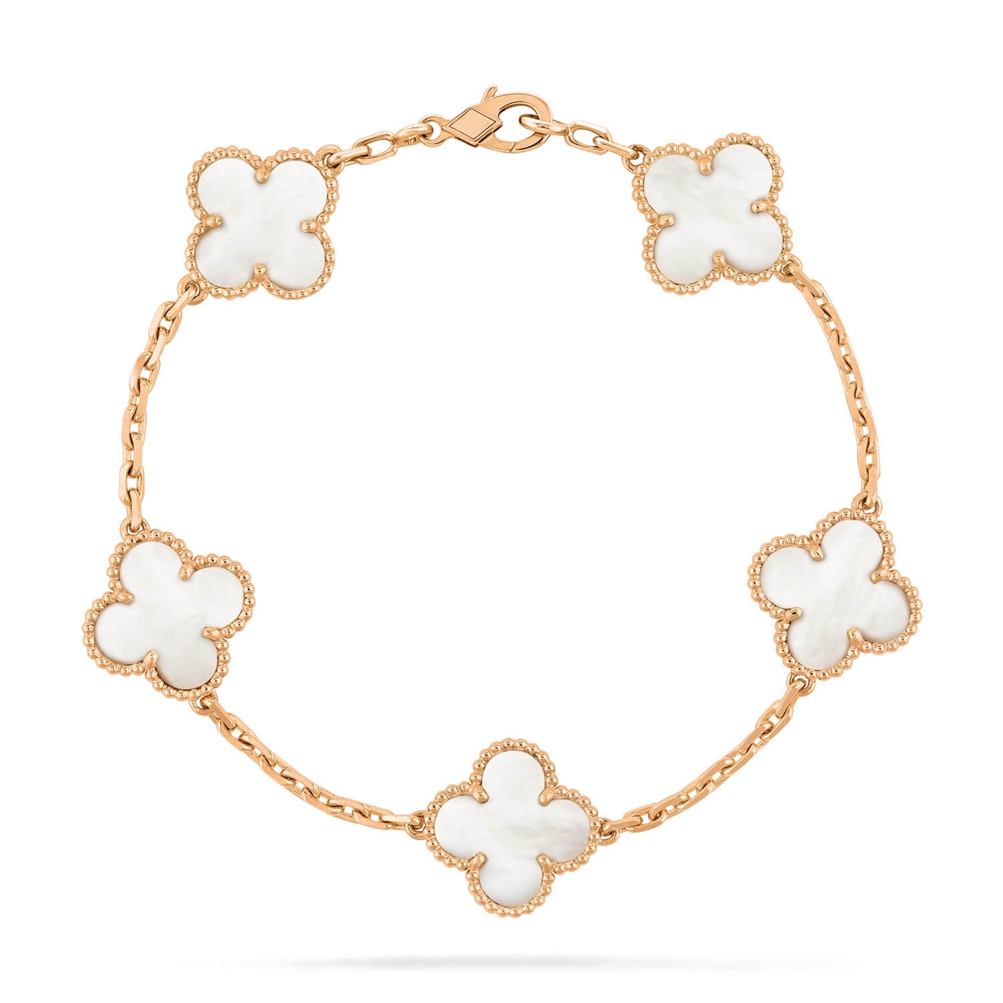 [Windsor Jewelry]CLOVER  5 MOTIF WHITE MOP BRACELET