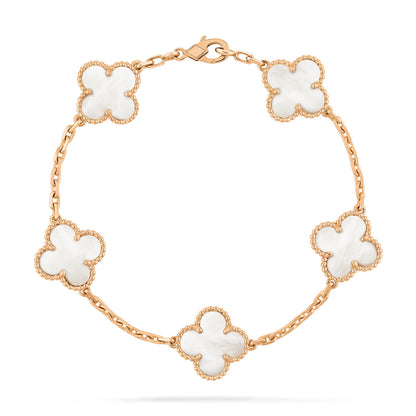 [Windsor Jewelry]CLOVER  5 MOTIF WHITE MOP BRACELET