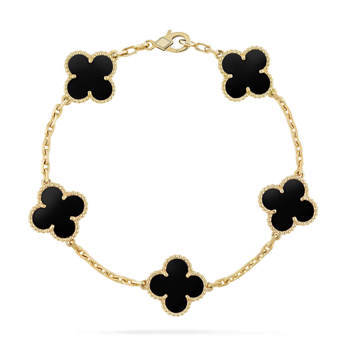 [Windsor Jewelry]CLOVER  5 MOTIFS BLACK ONYX BRACELET