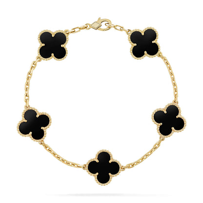 [Windsor Jewelry]CLOVER  5 MOTIFS BLACK ONYX BRACELET