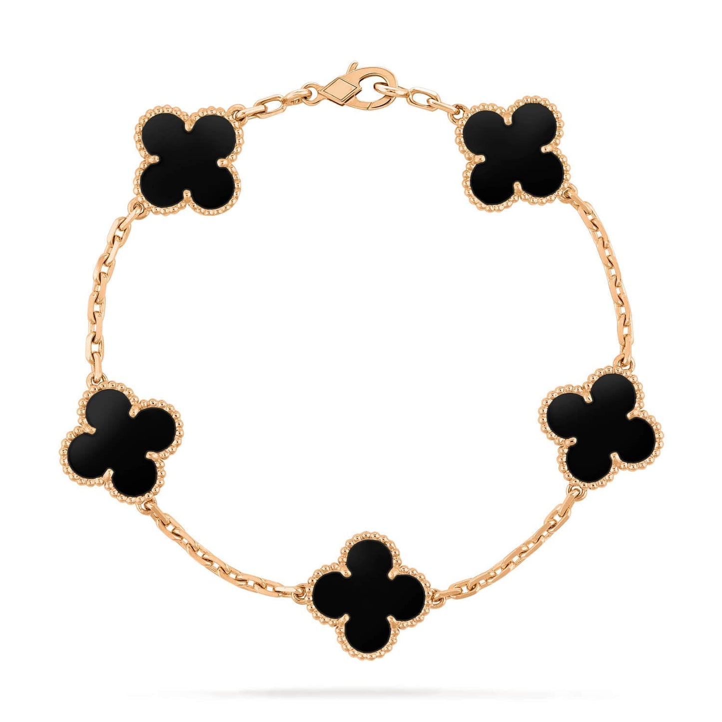[Windsor Jewelry]CLOVER  5 MOTIFS BLACK ONYX BRACELET