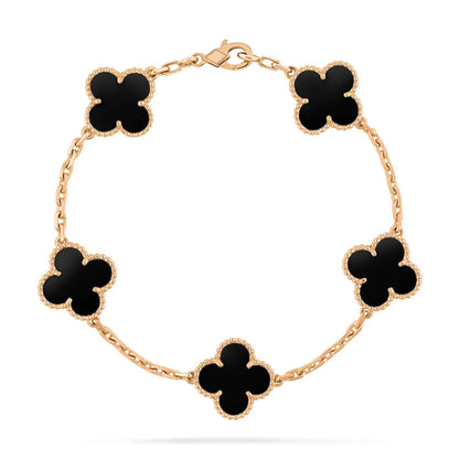 [Windsor Jewelry]CLOVER  5 MOTIFS BLACK ONYX BRACELET