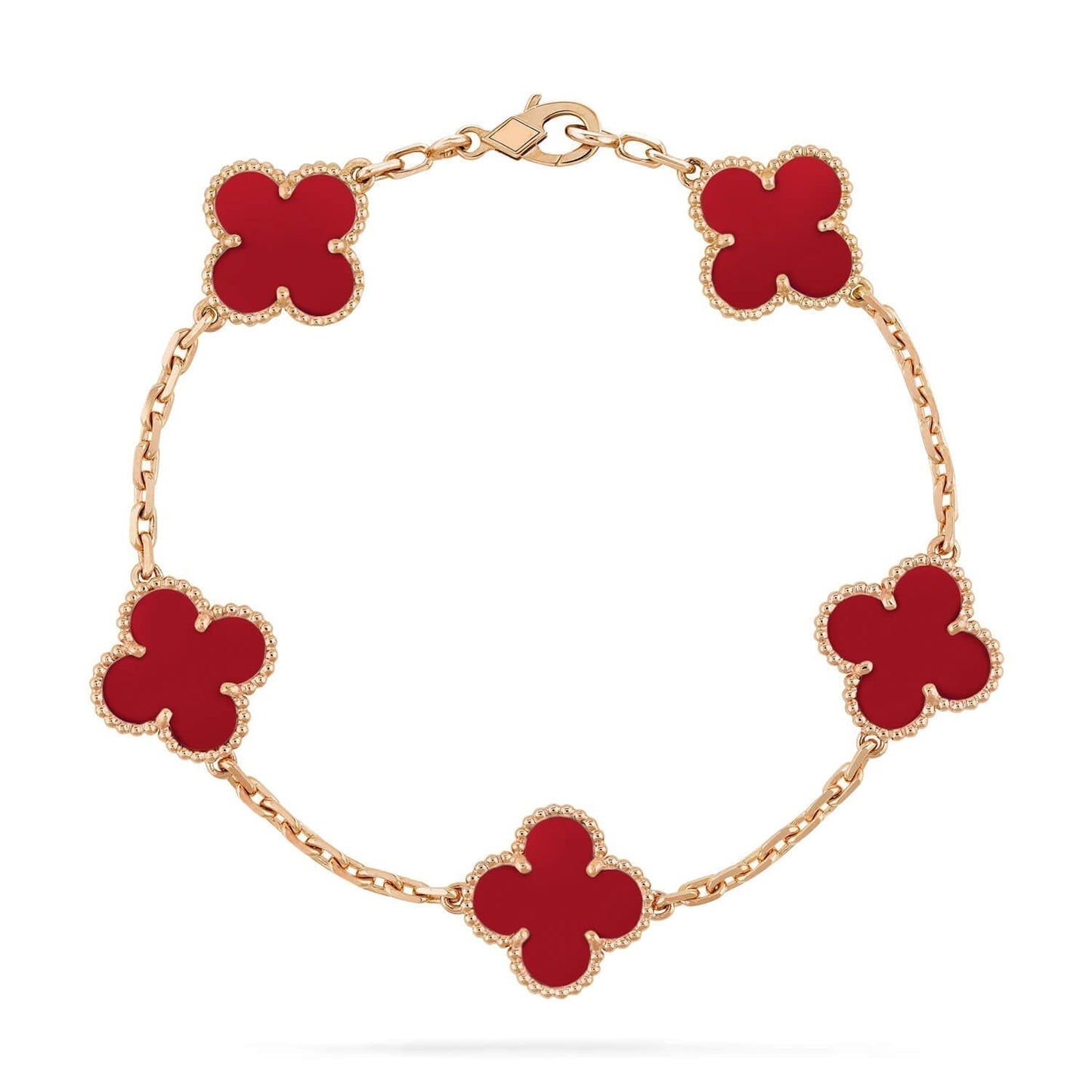 [Windsor Jewelry]CLOVER 5 MOTIFS RED AGATE  BRACELET