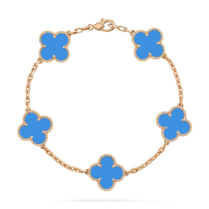 [Windsor Jewelry]CLOVER 5 MOTIFS BLUE AGATE BRACELET