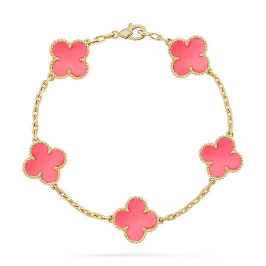 [Windsor Jewelry]CLOVER 5 PINK MOP BRACELET