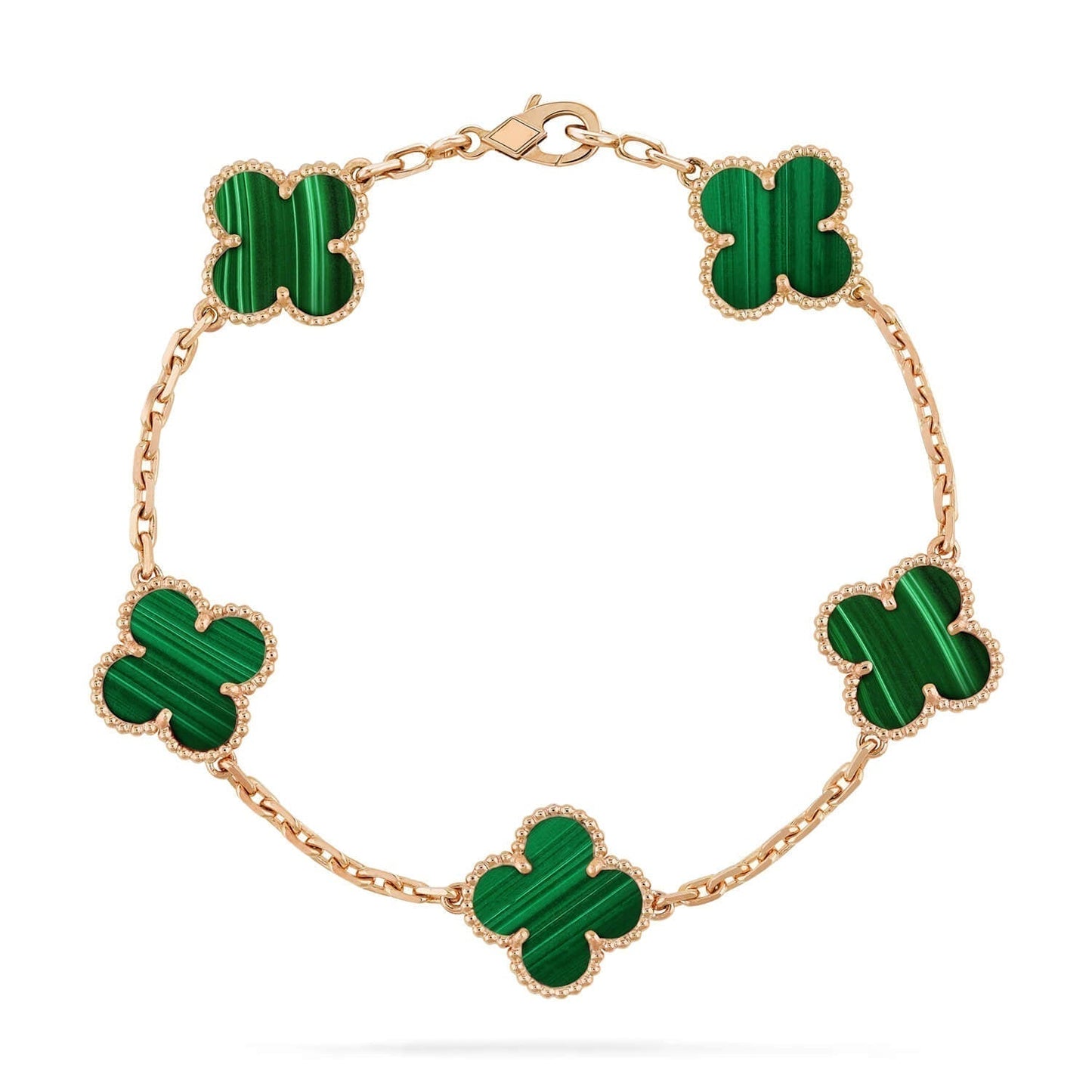 [Windsor Jewelry]CLOVER 5 MOTIFS MALACHITE BRACELET
