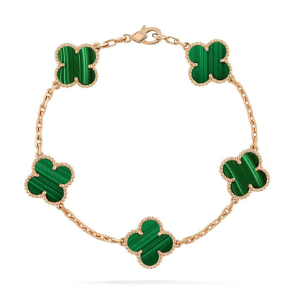 [Windsor Jewelry]CLOVER 5 MOTIFS MALACHITE BRACELET
