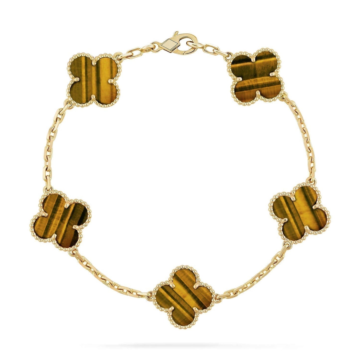 [Windsor Jewelry]CLOVER  5 MOTIFS TIGER EYE BRACELET