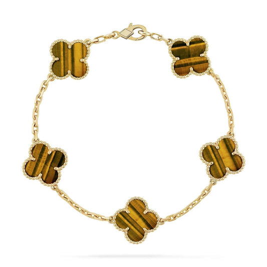 [Windsor Jewelry]CLOVER  5 MOTIFS TIGER EYE BRACELET