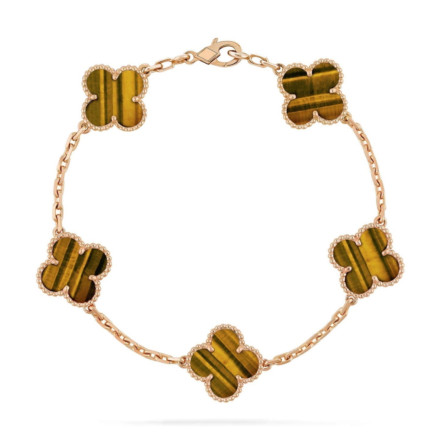 [Windsor Jewelry]CLOVER  5 MOTIFS TIGER EYE BRACELET