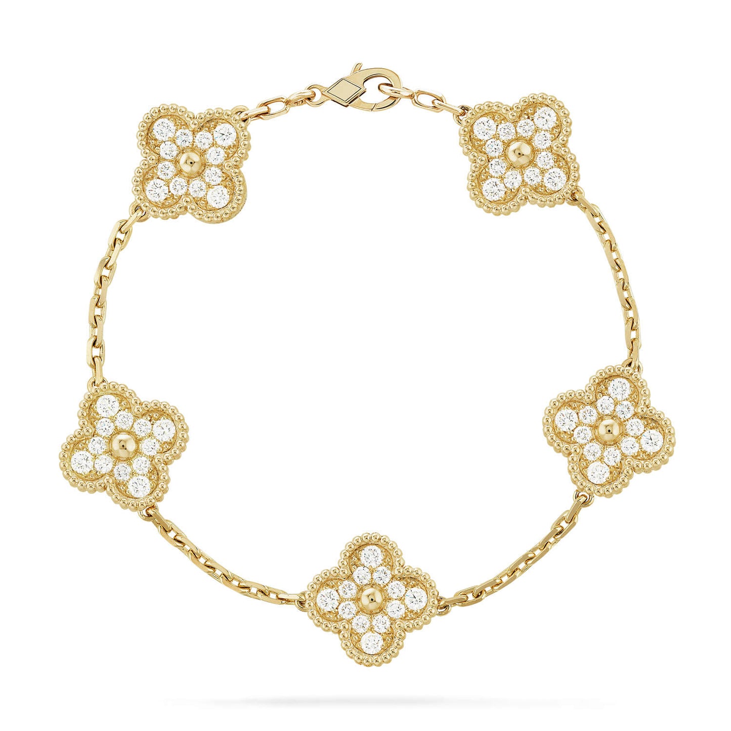 [Windsor Jewelry]CLOVER 5 MOTIFS  FULL DIAMOND BRACELET