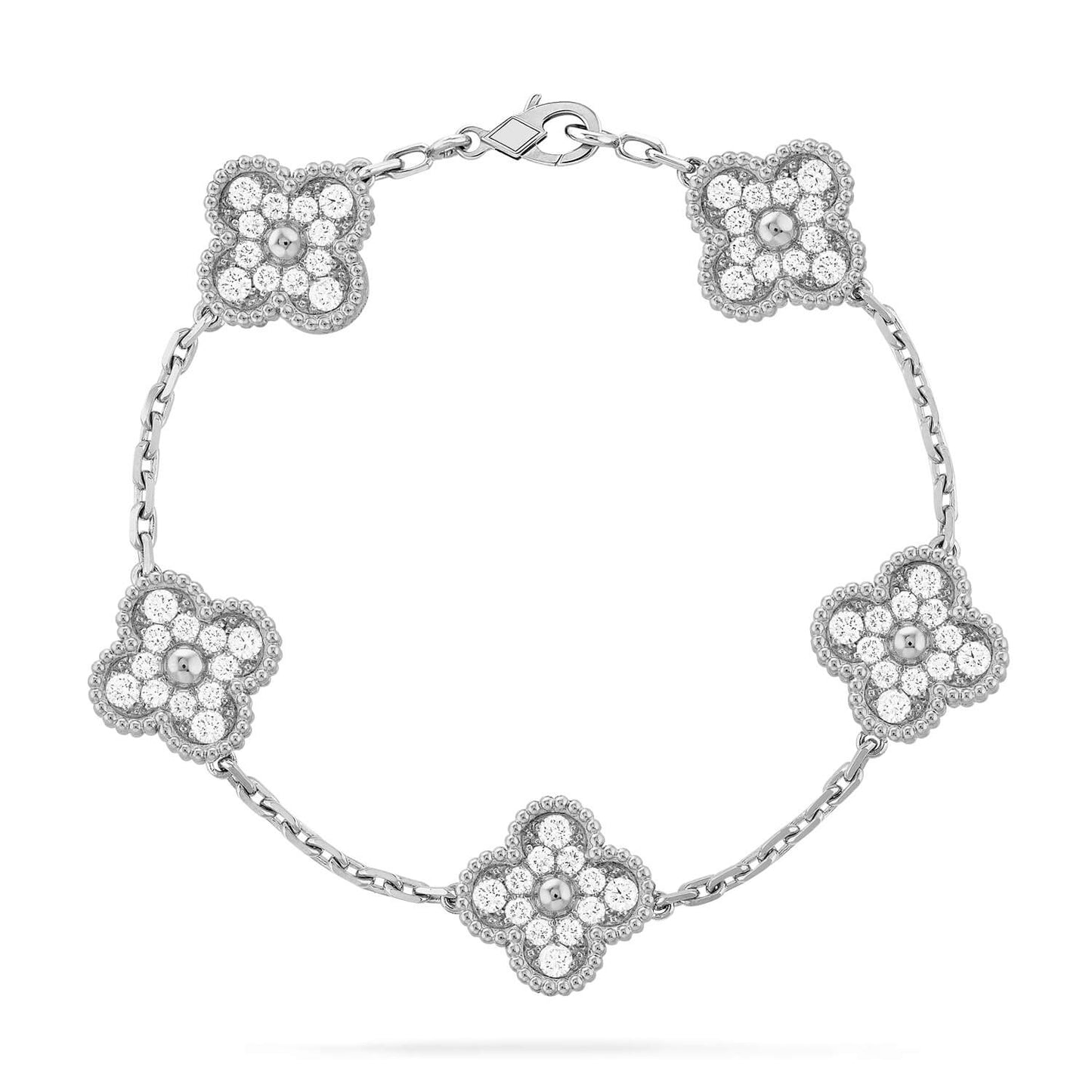 [Windsor Jewelry]CLOVER 5 MOTIFS  DIAMOND BRACELET SILVER