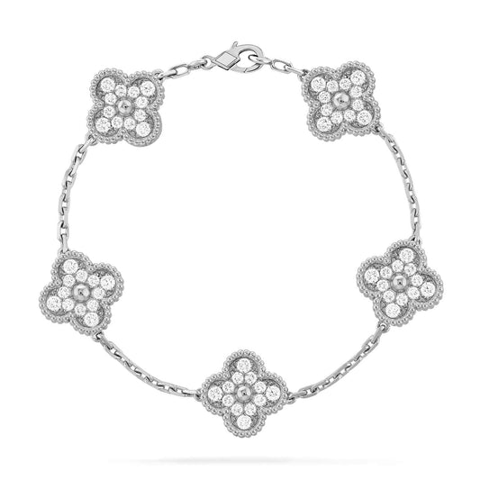 [Windsor Jewelry]CLOVER 5 MOTIFS  DIAMOND BRACELET SILVER