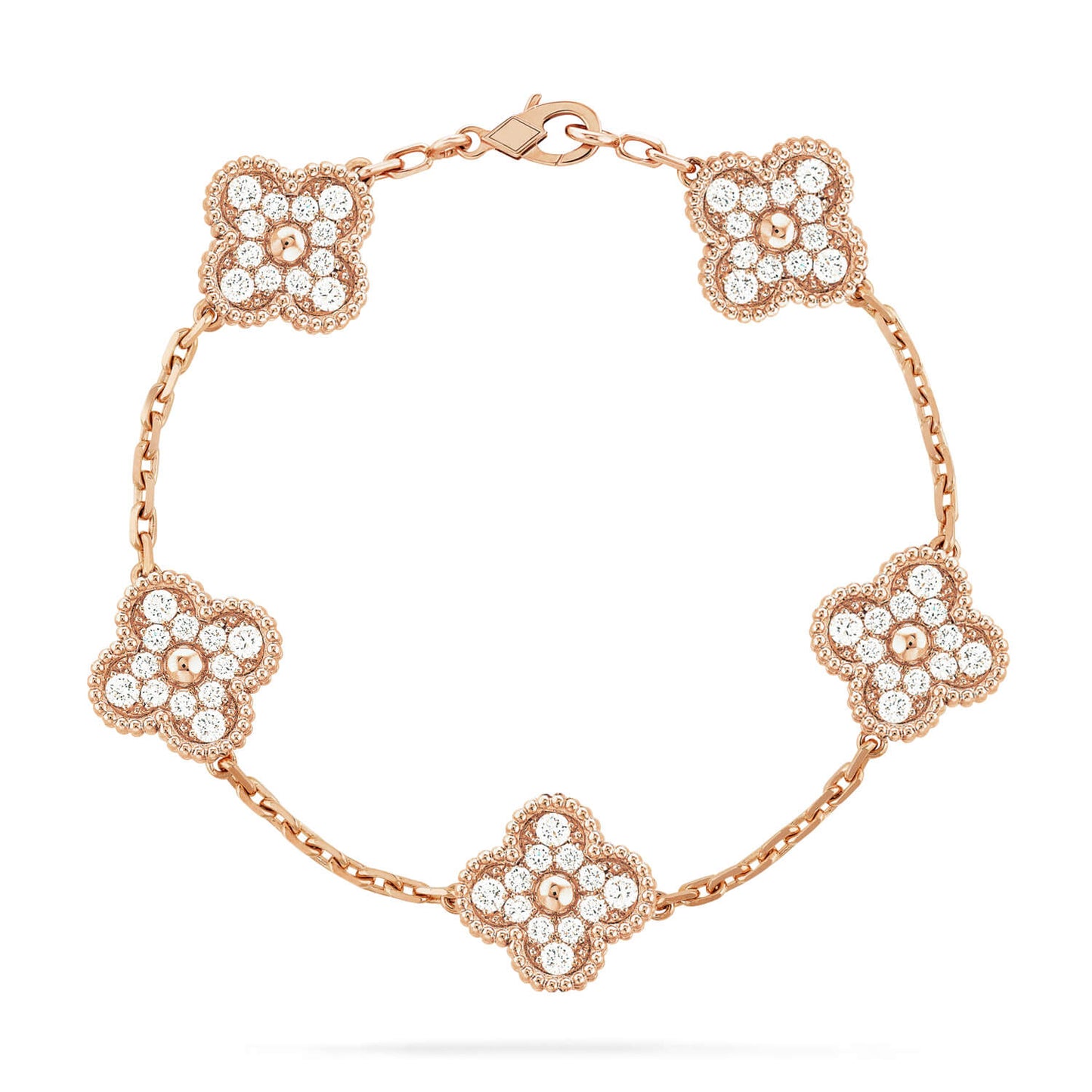 [Windsor Jewelry]CLOVER 5 MOTIFS  FULL DIAMOND BRACELET