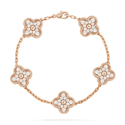 [Windsor Jewelry]CLOVER 5 MOTIFS  FULL DIAMOND BRACELET