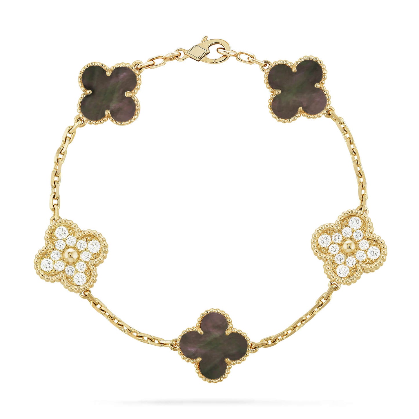 [Windsor Jewelry]CLOVER 5 MOTIF GRAY MOP DIAMOND BRACELET