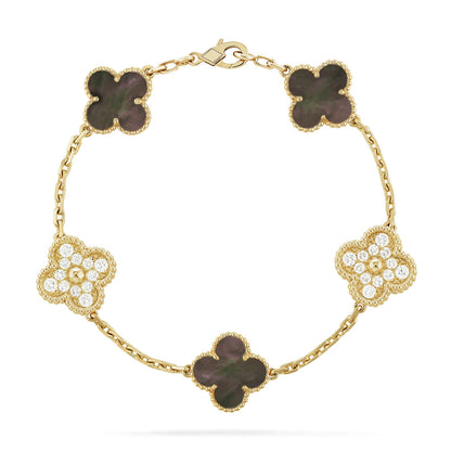 [Windsor Jewelry]CLOVER 5 MOTIF GRAY MOP DIAMOND BRACELET