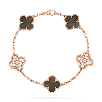 [Windsor Jewelry]CLOVER 5 MOTIF GRAY MOP DIAMOND BRACELET