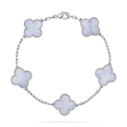 [Windsor Jewelry]CLOVER  5 MOTIF PURPLE CHALCEDONY BRACELET SILVER