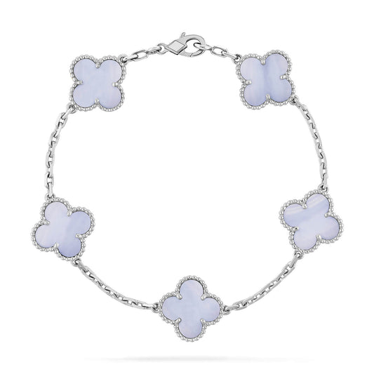 [Windsor Jewelry]CLOVER  5 MOTIF PURPLE CHALCEDONY BRACELET SILVER