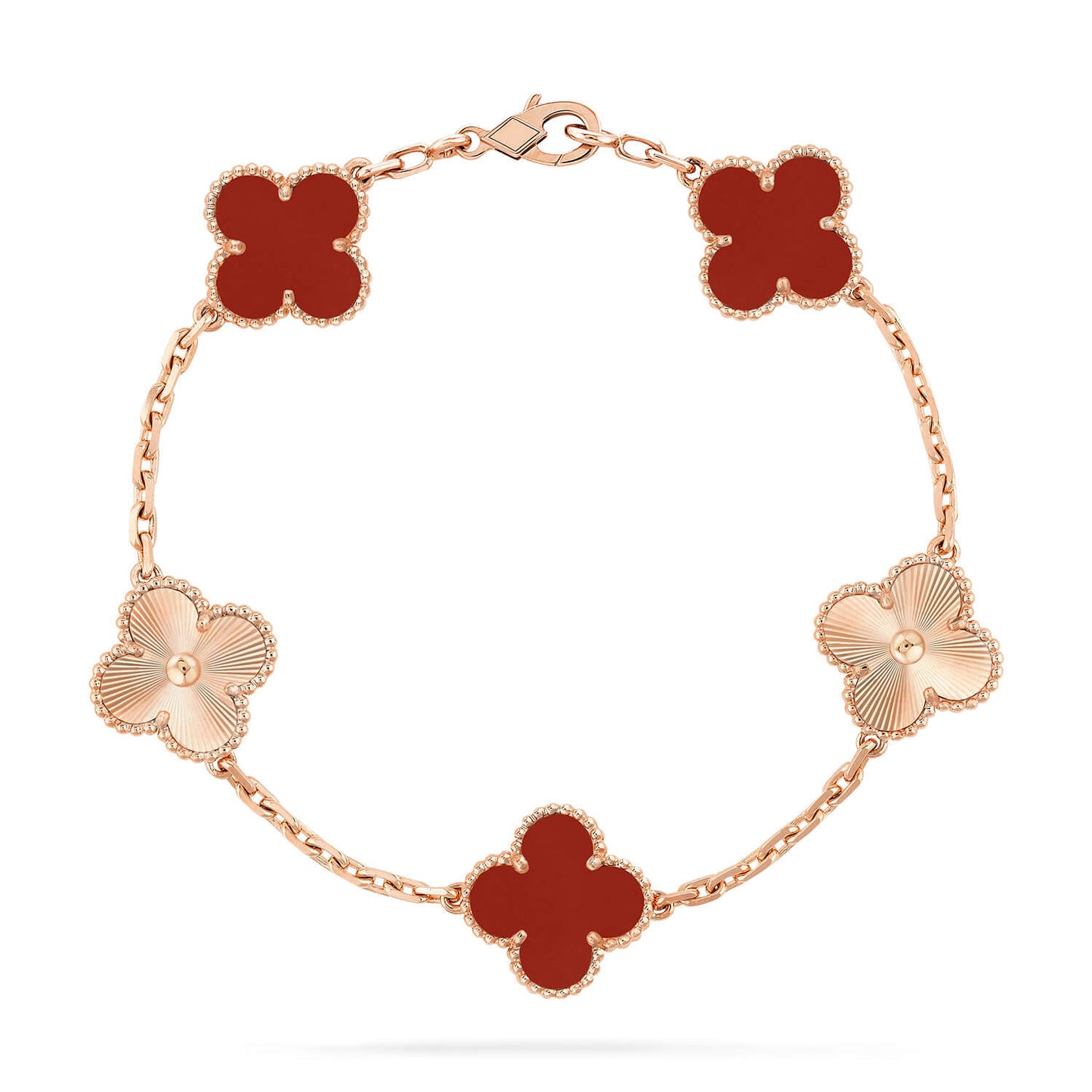 [Windsor Jewelry]CLOVER  5 MOTIFS CARNELIAN GOLD BRACELET