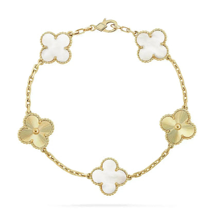 [Windsor Jewelry]CLOVER BRACELET 5 MOTIF WHITE MOP PINK GOLD