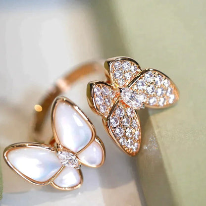[Windsor Jewelry]TWIN BUTTERFLY DIAMOND MOP RING