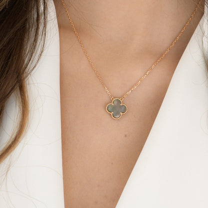 [Windsor Jewelry]CLOVER 15MM  GRAY MOTHER OF PEARL NECKLACE