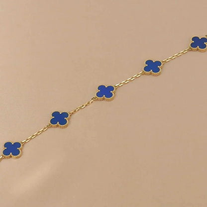 [Windsor Jewelry]CLOVER 5 MOTIFS BLUE AGATE BRACELET