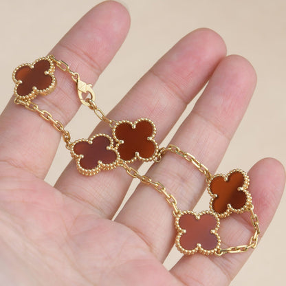 [Windsor Jewelry]CLOVER 5 MOTIFS RED AGATE  BRACELET