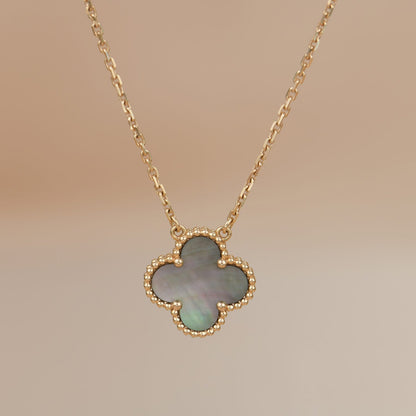 [Windsor Jewelry]CLOVER 15MM  GRAY MOTHER OF PEARL NECKLACE