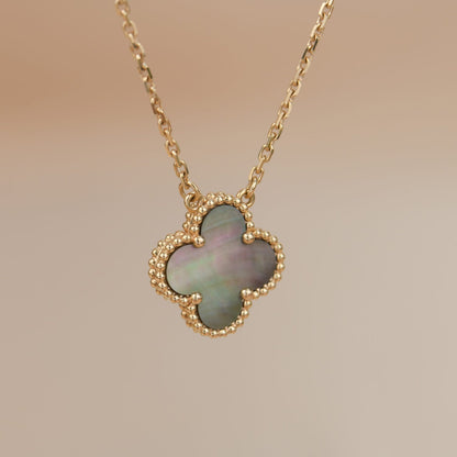 [Windsor Jewelry]CLOVER 15MM  GRAY MOTHER OF PEARL NECKLACE